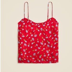 J. Crew Red Floral Spaghetti Strap Tank Top